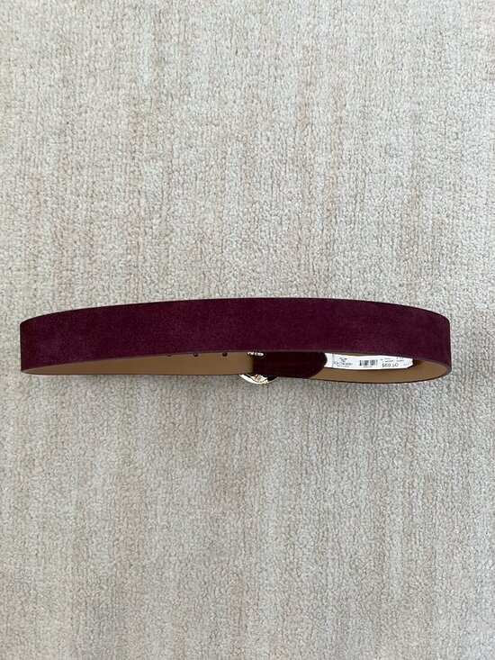 NWT Ann Taylor Genuine Leather Suede Belt S Gold Circle Buckle